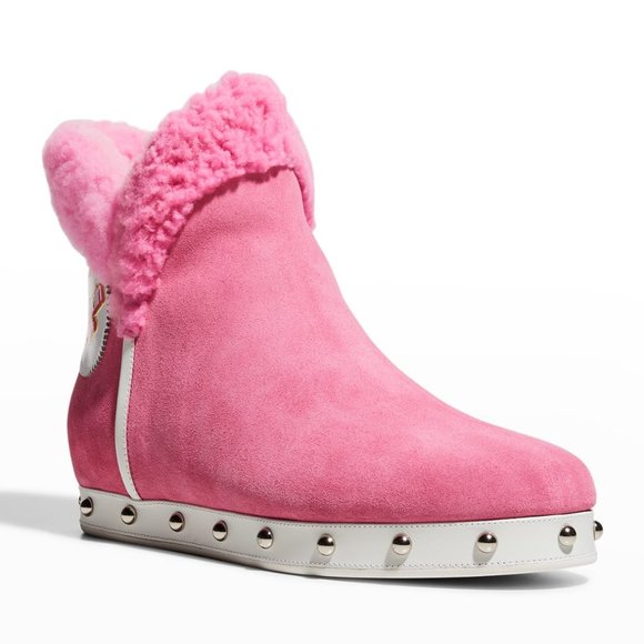 BALMAIN x Barbie Studded Shearling Suede Winter Boots - Picture 3 of 5